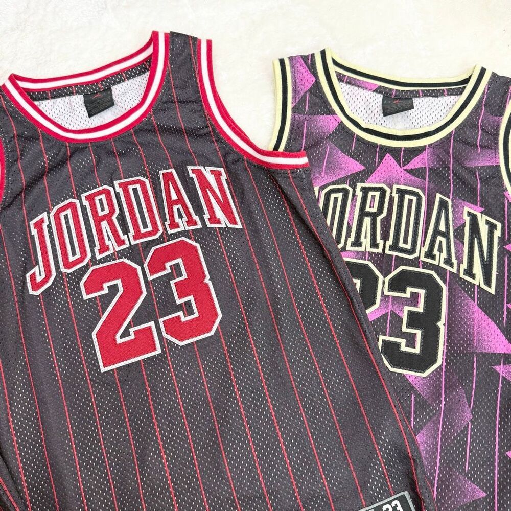 Nike Air Jordan Basketball Jerseys Lot of 2 Classic Red Black Fuschia Black Glow